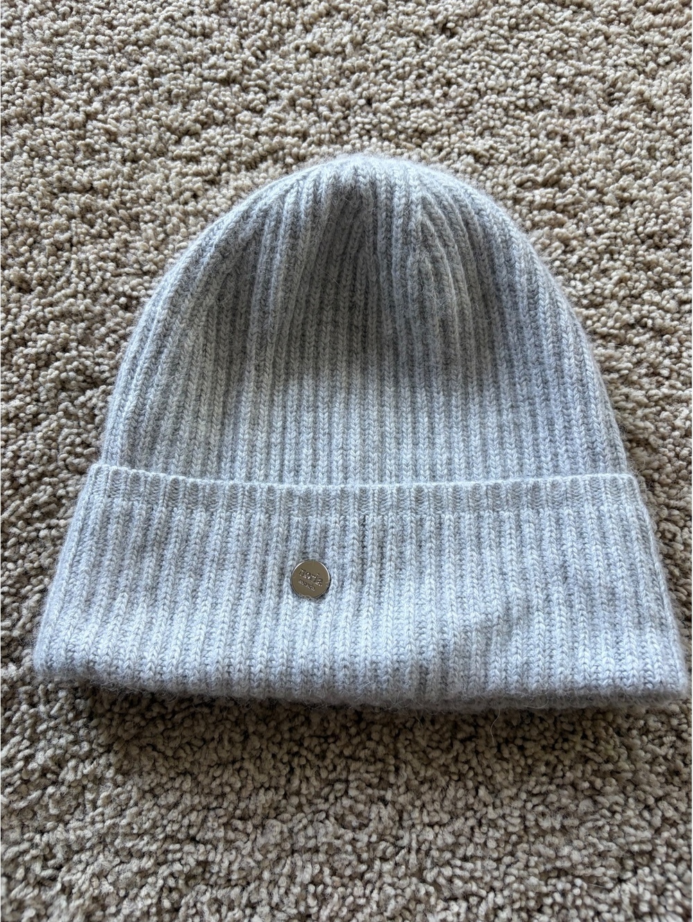 Norla Canada Gray Ribbed Knit Cashmere Blend Beanie Hat - Made in Canada